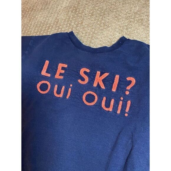 J Crew Sweatshirt Pullover Womens Medium Navy Blue Le Ski Oui Oui French Terry - Picture 3 of 8
